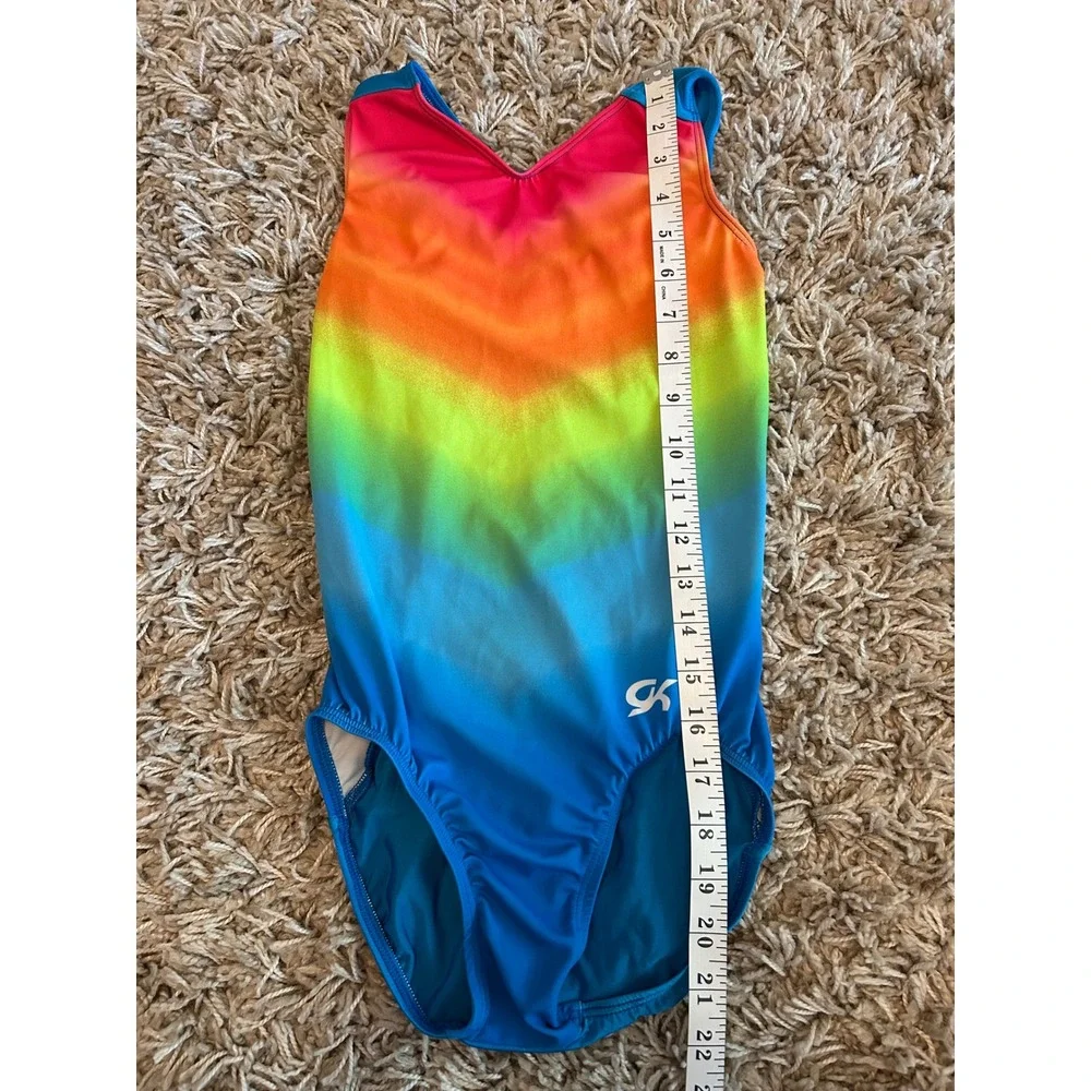 GK Elite Girls Rainbow Ombre Gymnastics Leotard Level 5 State 2021 CM Medium